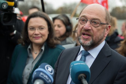 SPD-Chef Martin Schulz bei einem Treffen mit Siemens-Beschäftigten
