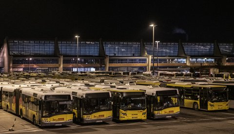 Die Busse der BVG haben den Betriebshof heute nicht verlassen.