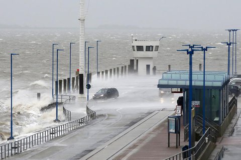 Die Mole des Fähranlegers Dagebüll in Schleswig-Holstein.