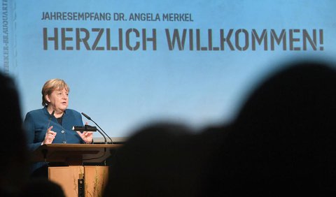 Angela Merkel am Freitag in ihrem Wahlkreis