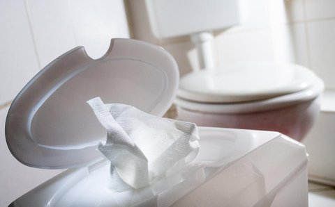 Feuchtes Toilettenpapier gehört in den Restmüll.