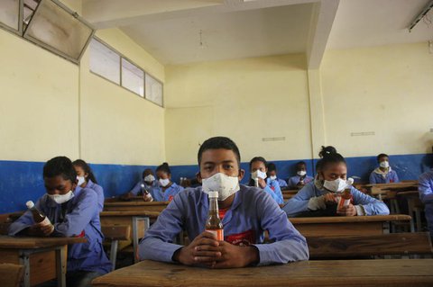 Schüler in Madagaskar. Die WHO erwartet dass sich Corona in Afrika langsamer ausbreiten wird als in anderen Regionen der Welt.
