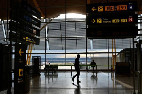 Der Flughafen Madrid-Barajas Adolfo Suarez ist verwaist.