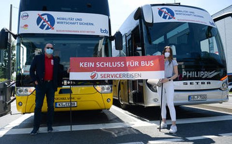 Bus-Protest in Wiesbaden