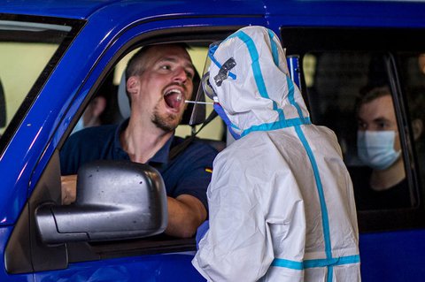 Corona-Testzentrum in Gütersloh