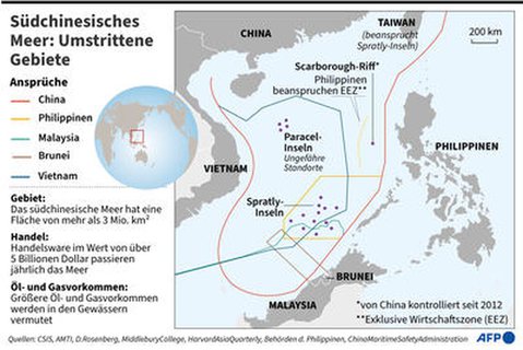 Umstrittene Gebiete im Südchinesischen Meer