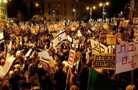Demonstration gegen den Premier in Jerusalem.