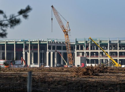 Die Tesla-Baustelle in Grünheide.