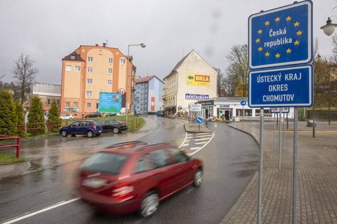 Deutsch-tschechische Grenze in Weipert Vejprty.
