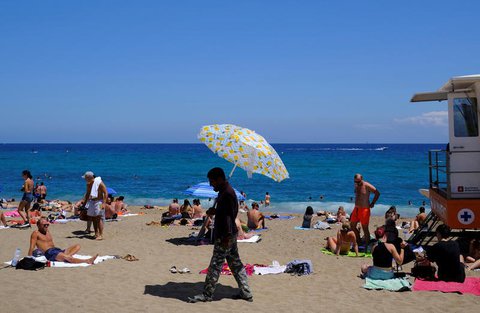 Am Strand von Barcelona.