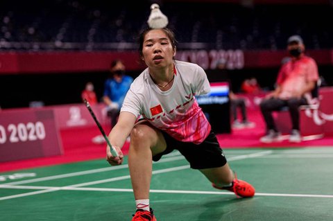 Qiuxia Yang aus China beim Badminton.