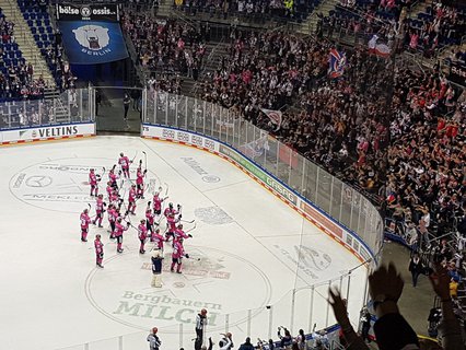 Die Eisbären feiern mit ihren Fans