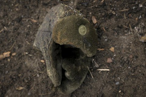 Mütze eines russischen Militärs bei Kiew