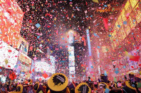Konfettiregen am Times Square