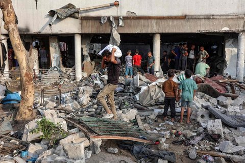 Zerstörtes Schulgebäude in Gaza-Stadt.