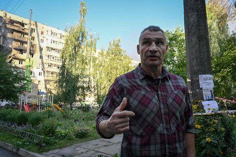 Der Bürgermeister von Kiew, Vitali Klitschko, nach den nächtlichen Angriffen.