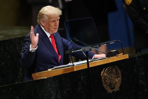 US-Präsident Donald Trump hält am 23. September 2025 eine Rede vor der Generalversammlung der Vereinten Nationen im UN-Hauptquartier in New York City.
