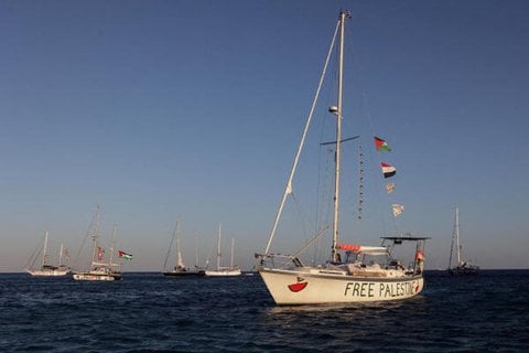 Die „Global Sumud Flotilla“ segelt vor der griechischen Insel Koufonisi (Archivbild).