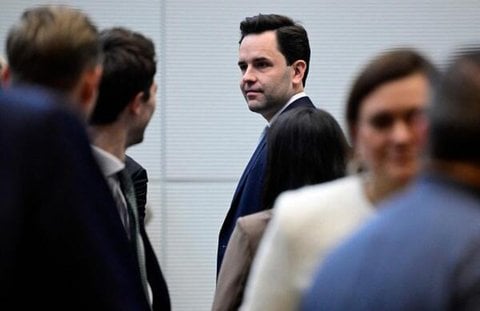 Johannes Winkel, Vorsitzender der Jugendorganisation „Junge Union“ (JU) der Christlich-Demokratischen Union (CDU), kommt am 2. Dezember 2025 in Berlin zur Fraktionssitzung (Archivbild).