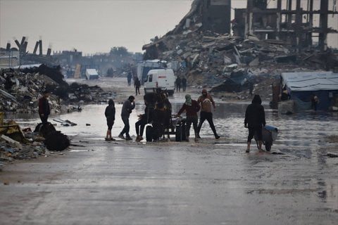 Überschwemmte Zeltlager im Gazastreifen am 12. Dezember.