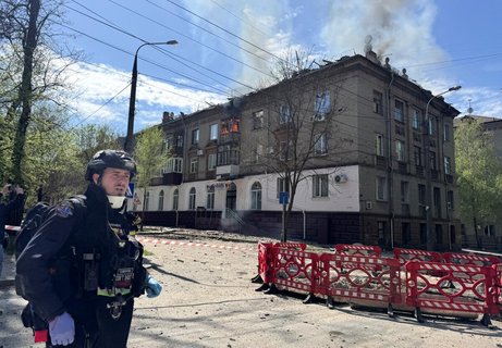 Nach einem russischen Drohnenangriff in Saporischschja