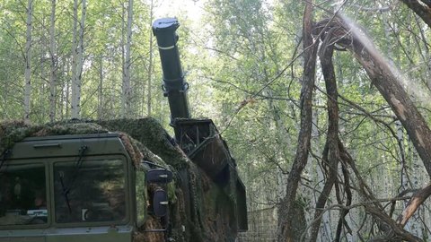 Ein russischer Iskander-M-Raketenwerfer im Einsatz während einer Übung der Nuklearstreitkräfte.